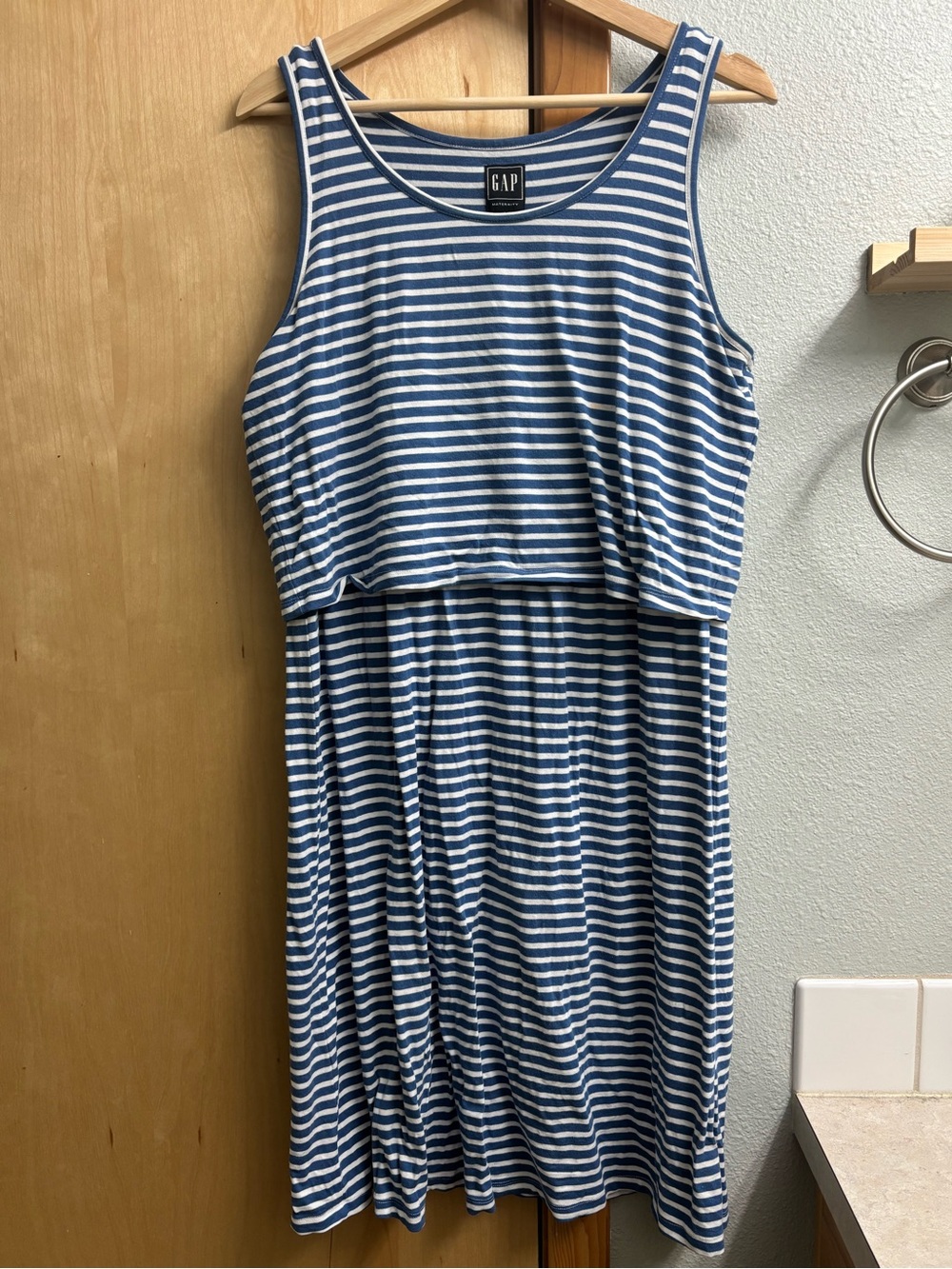 GAP Nursing Dresses - Blue and White Striped Tank Dress, Red Short Sleeve